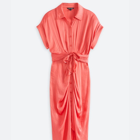 NWT Steve Madden Tori Satin Collar Kimono Midi Tie-Waist Midi Dress (Size S) - Picture 1 of 9